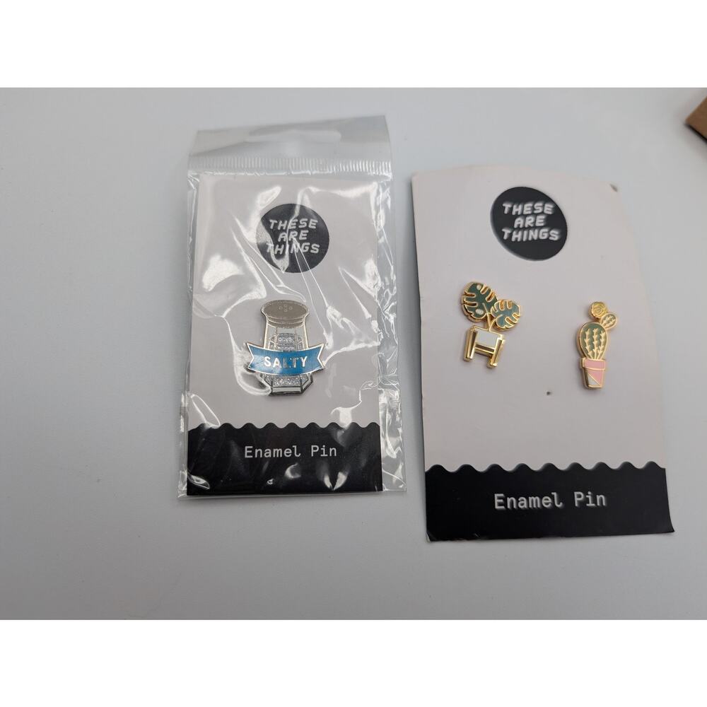 THESE ARE THINGS Enamel Pins Salty Shaker Plant Succulent Monstera Leaf Set NEW